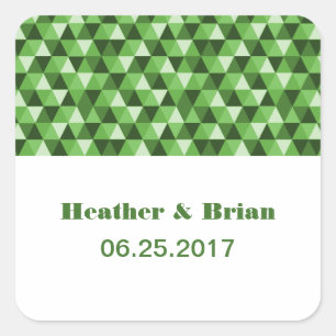 Green Geometric Triangles Wedding Stickers