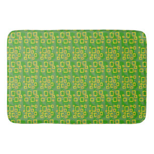 Green Geometric Yellow Circuit Boxes Bath Mat