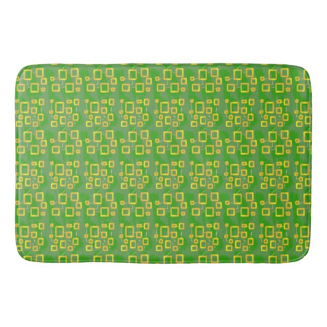 Green Geometric Yellow Circuit Boxes  Bath Mat (Front)