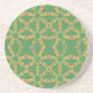 green geometrical pattern Sandstone Coaster