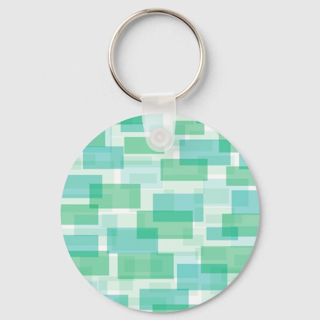 Green geometrical squares pattern key ring (Front)
