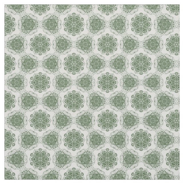 Green Geometry Mandala  Fabric (Swatch)