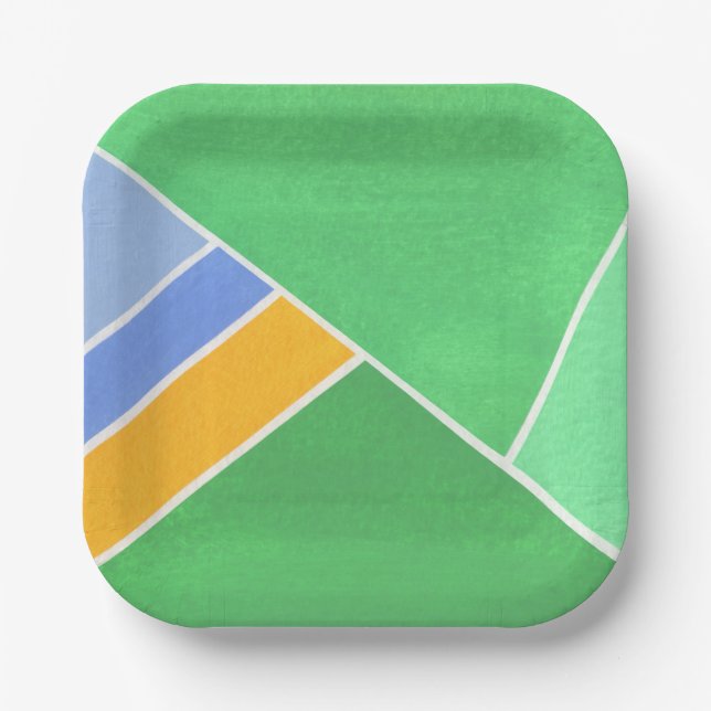 Green Geometry Paper Plate (Front)