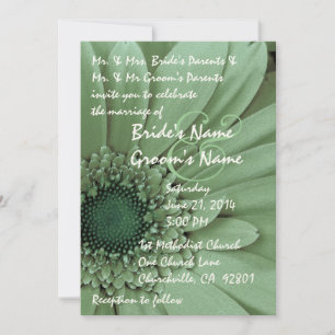 GREEN Gerber Daisy Wedding Invitation