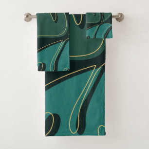 Green giant monstera leaves design bath towel set