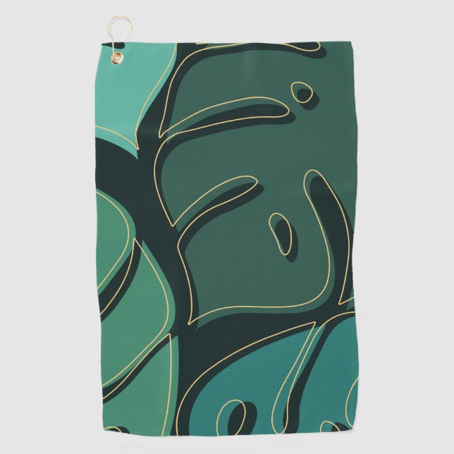 Green giant monstera leaves design golf towel (Front)