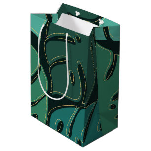 Green giant monstera leaves design medium gift bag