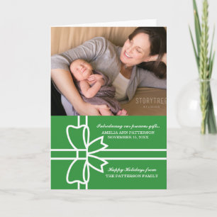 Green Gifted Holiday Photo Greeting Card