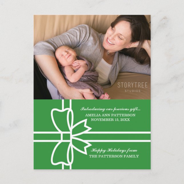 Green Gifted Holiday Photo Postcard (Front)