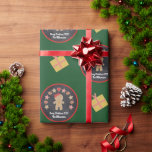 Green Gingerbread Cookie Chalkboard Script Name Wrapping Paper<br><div class="desc">A cute gingerbread boy and girl pattern on dark grey chalkboard circles with gift box presents, all on a green background, will delightfully help decorate your gifts for Christmas. Feel the warmth and joy of the holiday season whenever you use this fun, simple, modern, custom name, holiday wrapping paper. Customise...</div>