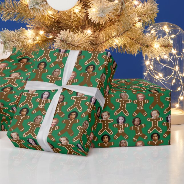 Green Gingerbread Friends and Family Holiday Wrapping Paper (Holidays)