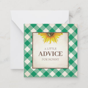 Green Gingham Advice For Mummy Shower Insert Card