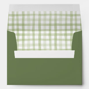 Green Gingham Baby Shower Envelope