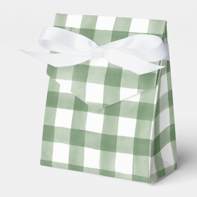 Green Gingham Baby Shower  Favour Box (Front Side)