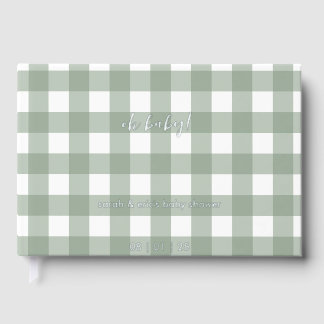 Green Gingham Baby Shower Guest Book