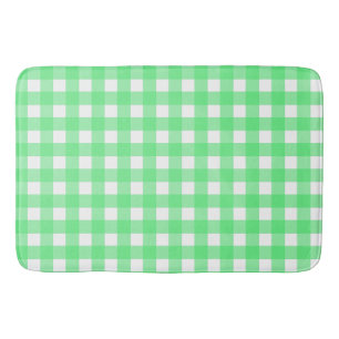 Green gingham bath mat