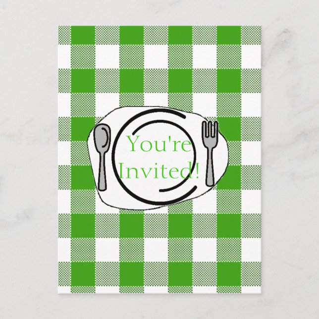 Green Gingham BBQ Invite (Front)