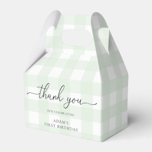 Green Gingham Birthday Thank You Favour Box