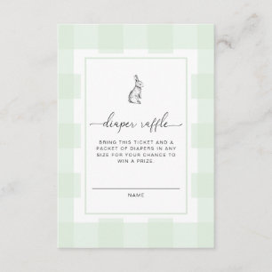 Green Gingham Bunny Diaper Raffle Ticket Enclosure