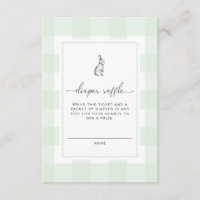 Green Gingham Bunny Diaper Raffle Ticket Enclosure