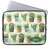 Green Gingham Cactus Pattern