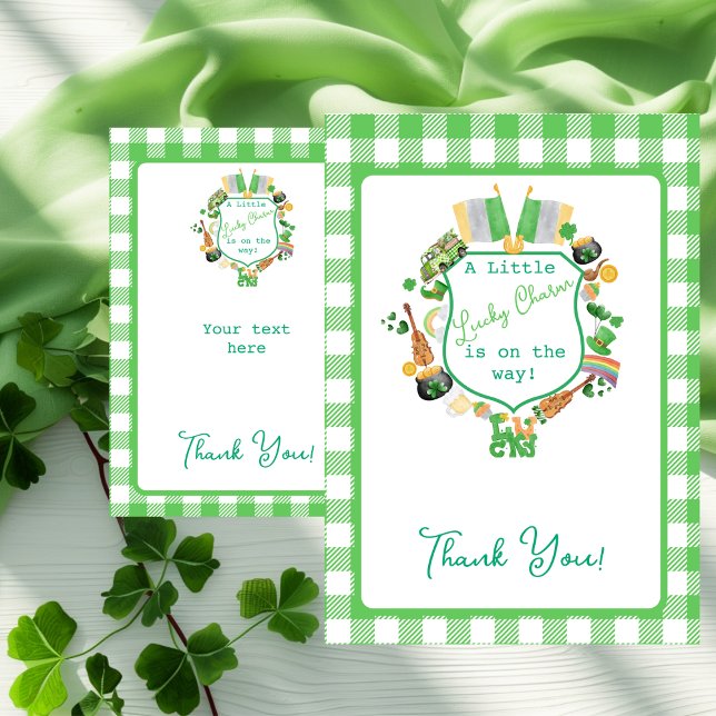 Green Gingham Charm Baby Shower Thank You cards (Green Gingham Charm Baby Shower Thank You cards)