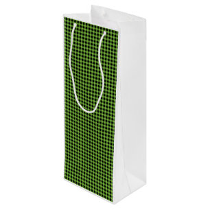 Green Gingham Check Classic Christmas Black Lab Wine Gift Bag