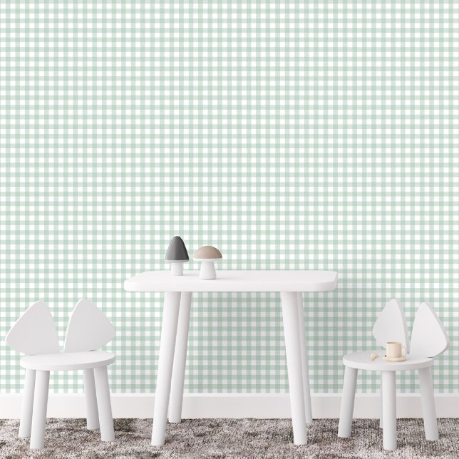 Green gingham check cute simple farmhouse plaid wallpaper (Creator Uploaded)