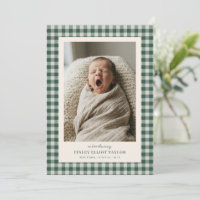 Green Gingham Check Newborn Photo Baby Boy Birth
