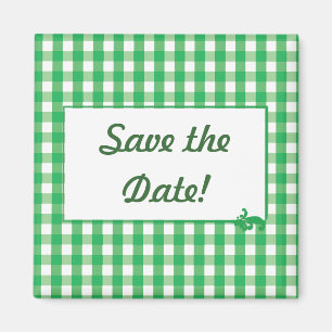 Green Gingham Check Pattern Magnet