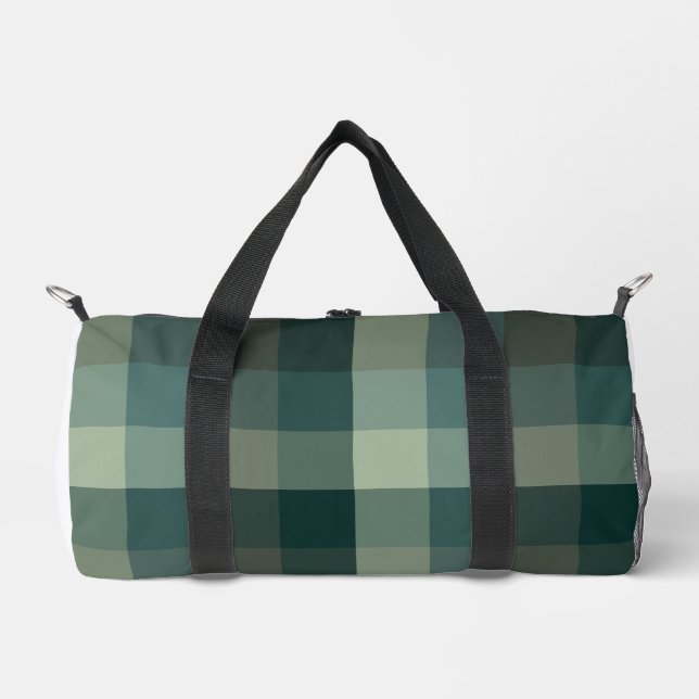 Green Gingham Check Plaid Design  Duffle Bag (Front)