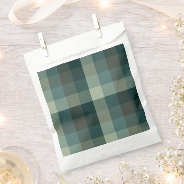 Green Gingham Check Plaid Design  Favour Bag (Clipped)