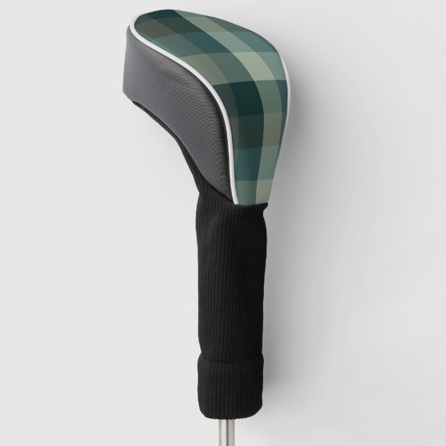 Green Gingham Check Plaid Design  Golf Head Cover (Angled)