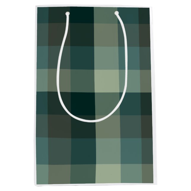 Green Gingham Check Plaid Design  Medium Gift Bag (Front)