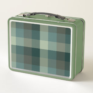 Green Gingham Check Plaid Design Metal Lunch Box