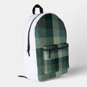 Green Gingham Check Plaid Design Printed Backpack