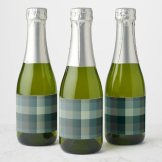 Green Gingham Check Plaid Design Sparkling Wine Label