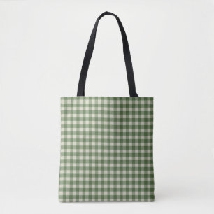 Green Gingham Check Tote Bag
