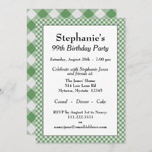 Green Gingham Checks Pattern For All Occasions Invitation