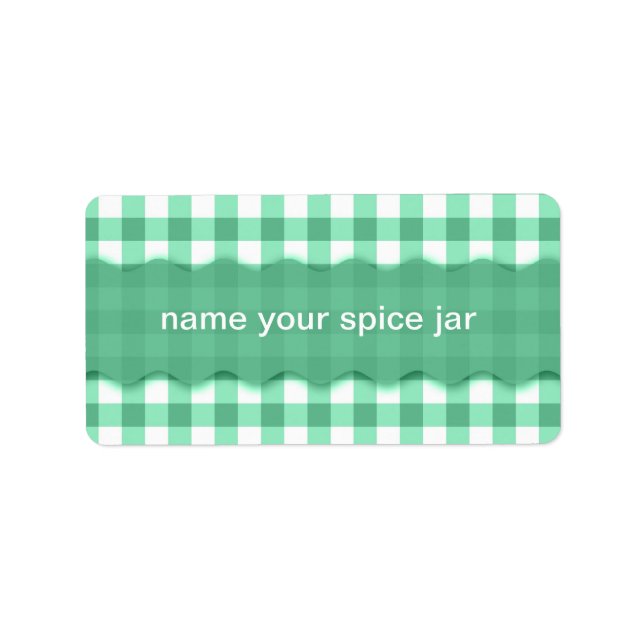 Green Gingham Chequered Design Kitchen Label (Front)