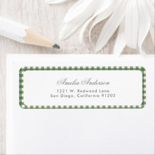Green Gingham Christmas Baby Shower Return Address Label