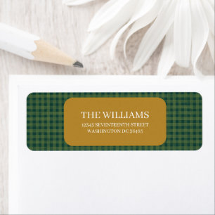Green Gingham Christmas Mood Return Address Label