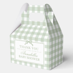 Green Gingham Coquette Bow Baby Shower Gable Favor Favour Box