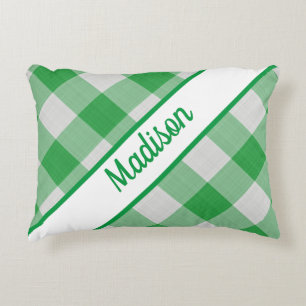Green Gingham Decorative Cushion