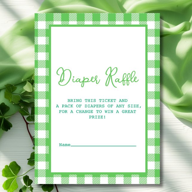 Green Gingham Diaper Raffle  Enclosure Card (Green Gingham Diaper Raffle Enclosure Card)