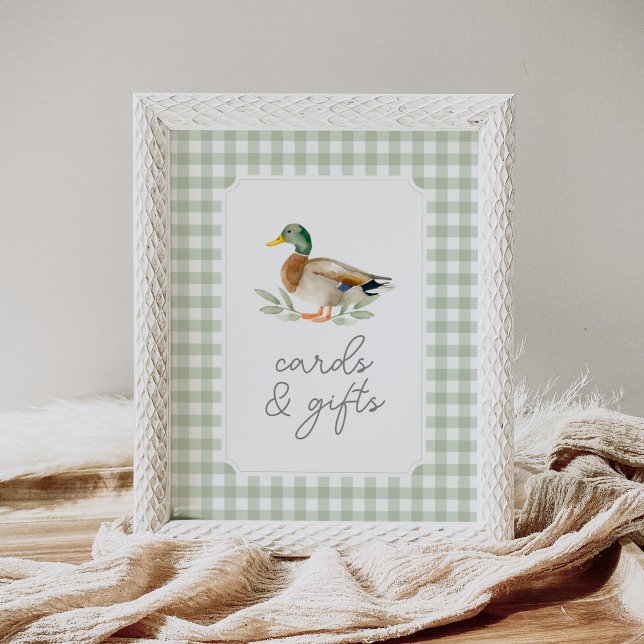 Green Gingham Duck Baby Shower Cards and Gifts Poster (Creator Uploaded)