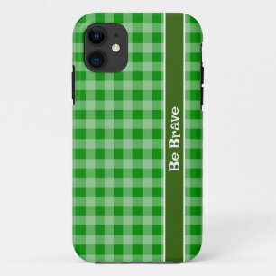 Green gingham fabric iPhone Case