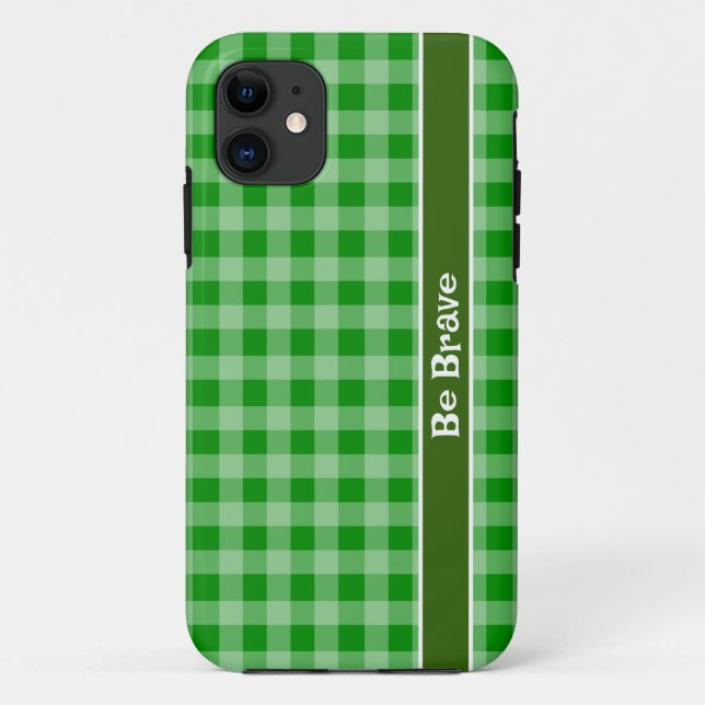 Green gingham fabric iPhone Case (Back)