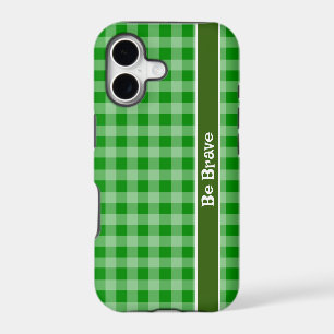 Green gingham fabric iPhone Case