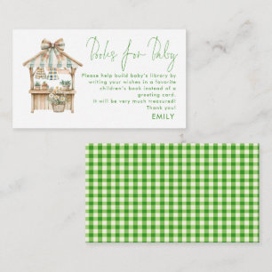 Green Gingham Farmers Market Book For Baby Shower Enclosure Card